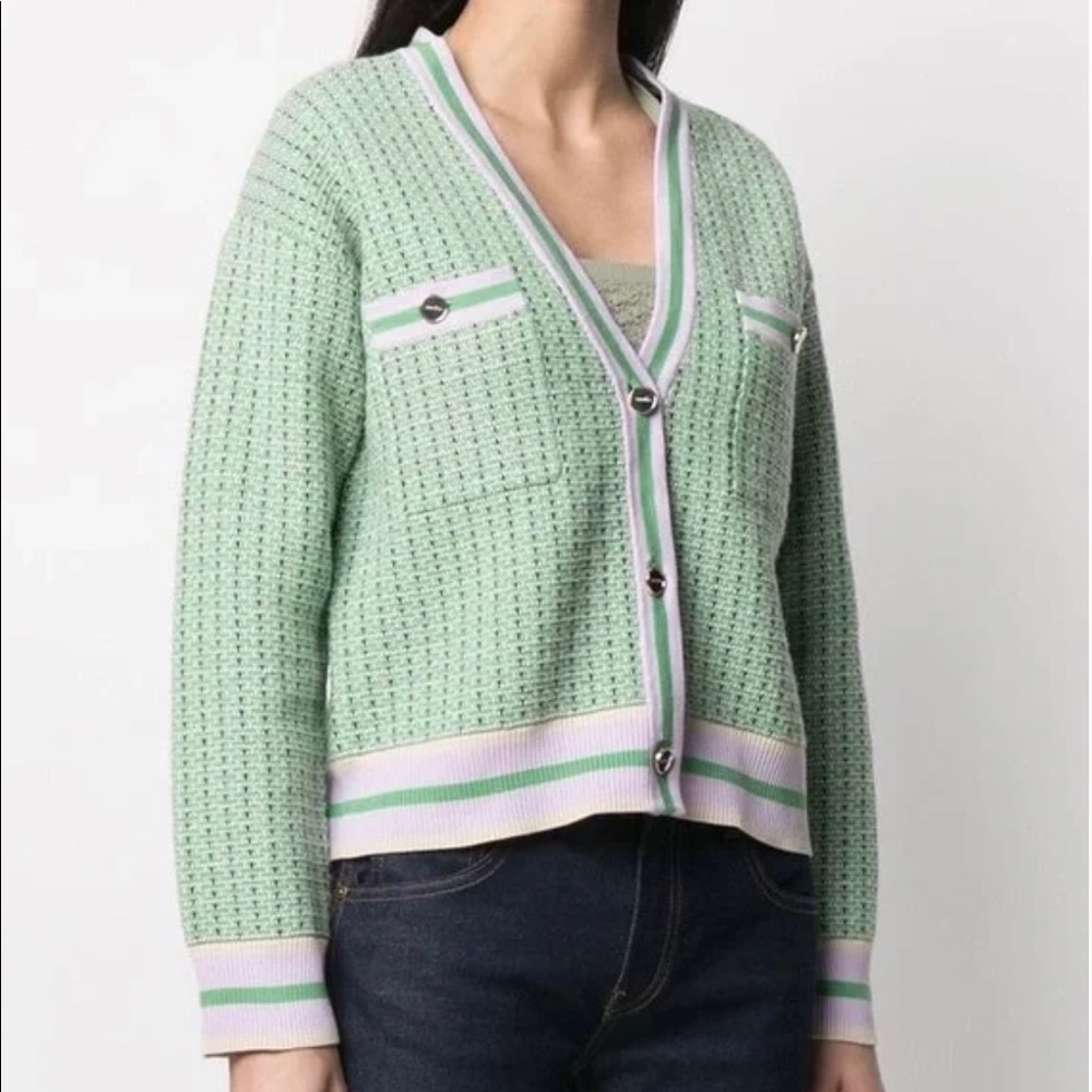 NWT Sandro Brandy Tweed Cardigan in green
